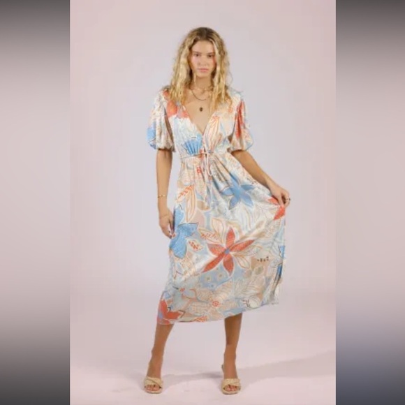 Band of the free cut out Floral Print Midi Dress nwt - Picture 3 of 10